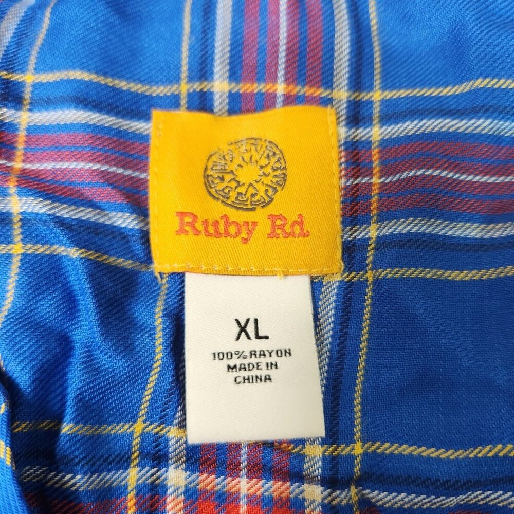 Ruby Rd Lapis Multi Long Relaxed A Line Soft Button Up Top Shirt Size XL (11) - Picture 9 of 11
